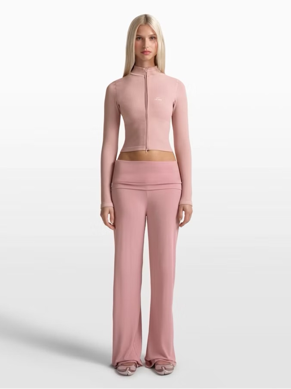 Nike x Skims Stretch Knit Foldover Wide Leg Pant In Himalayan